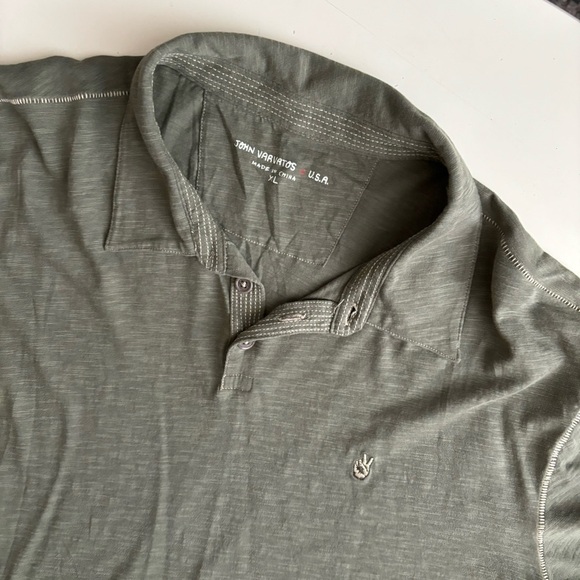 John Varvatos Peace Sign Polo Shirt Men's Size XL Green Lightweight cotton - Picture 4 of 7